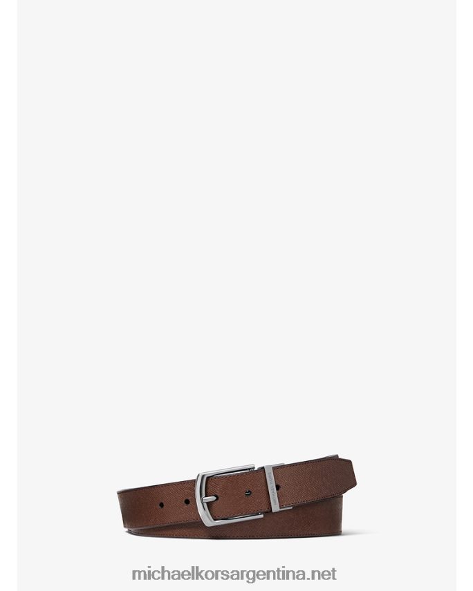 hombres moca/negro cinturón de piel flor cruzada Michael Kors T46HB03335