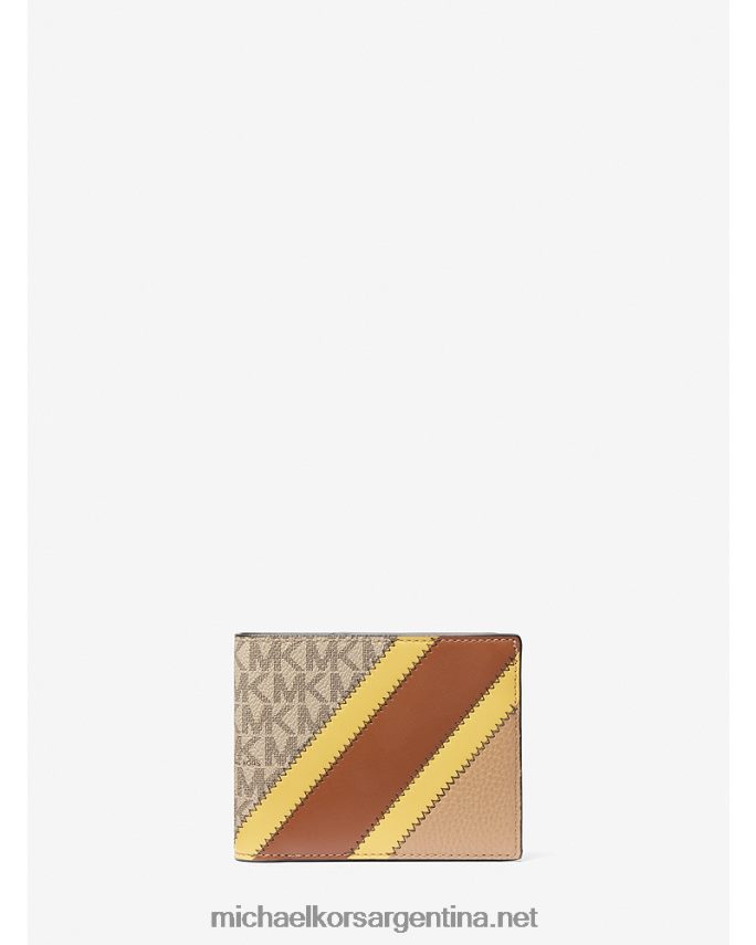 hombres amarillo set de regalo de cartera con franja de piel sintética y logotipo con pasaporte Michael Kors T46HB03348