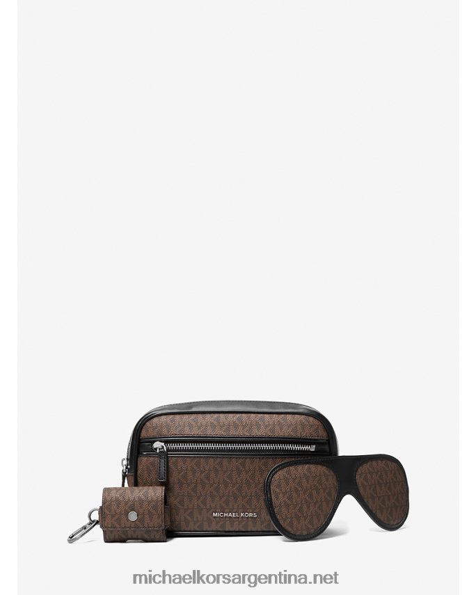 hombres marrón/negro Set de regalo de viaje 3 en 1 con logo Michael Kors T46HB03339