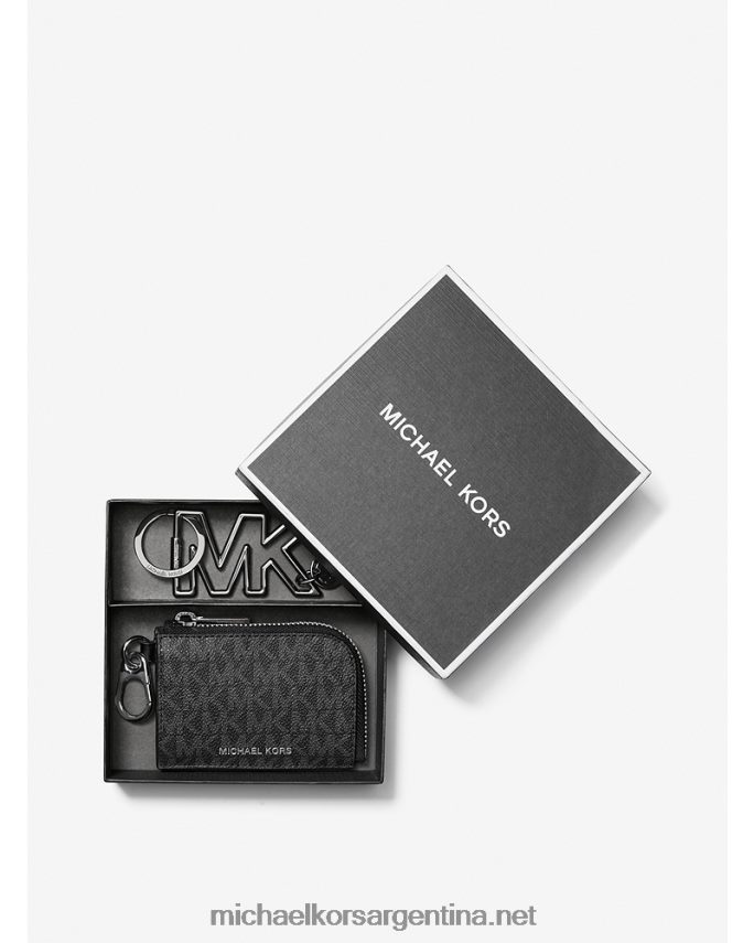 hombres negro set de regalo de llavero y cartera con logo Michael Kors T46HB03347