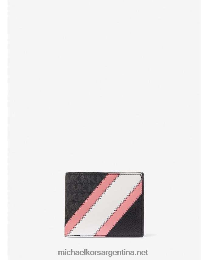 hombres rosa set de regalo de cartera con franja de piel sintética y logotipo con pasaporte Michael Kors T46HB03349