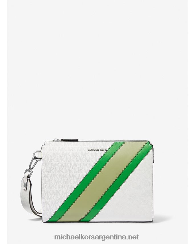 hombres verde palmera raya del logo de cooper y pulsera de piel sintética Michael Kors T46HB03344