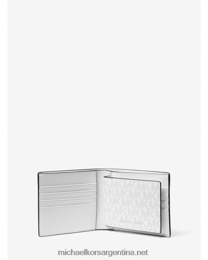 hombres verde palmera set de regalo de cartera con franja de piel sintética y logotipo con pasaporte Michael Kors T46HB03351