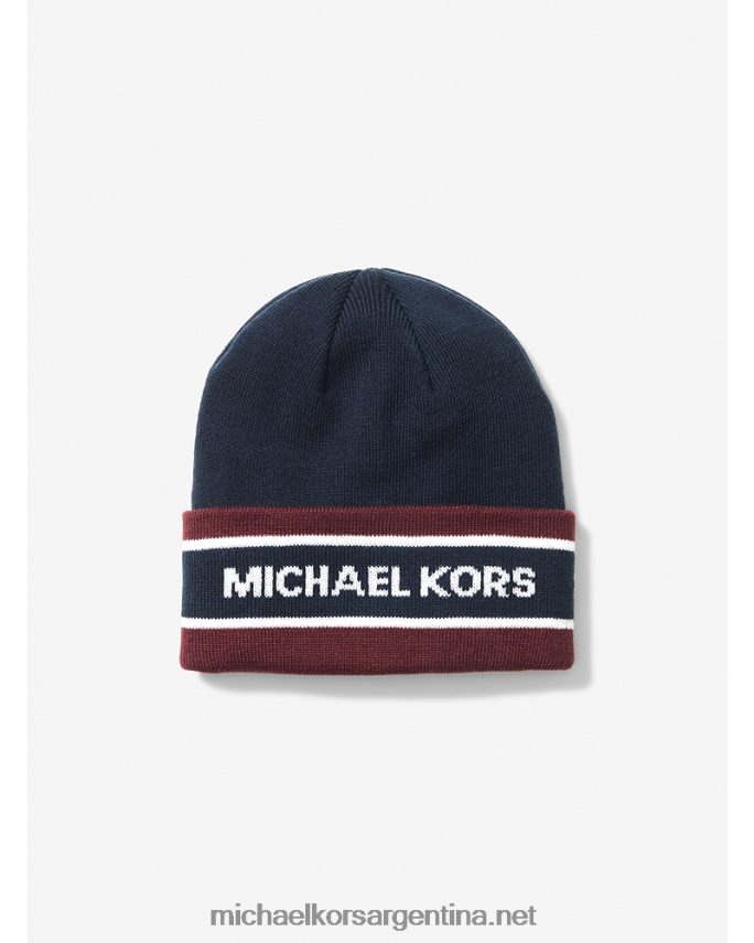 hombres medianoche conjunto de gorro y bufanda en jacquard con logo Michael Kors T46HB03381