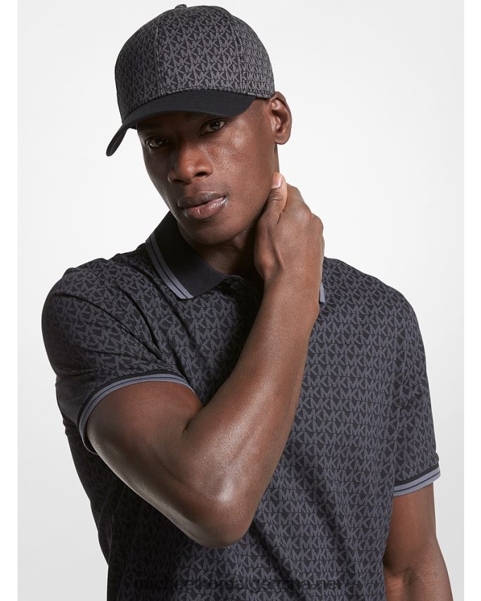 hombres negro gorra de béisbol con logo estampado Michael Kors T46HB03365