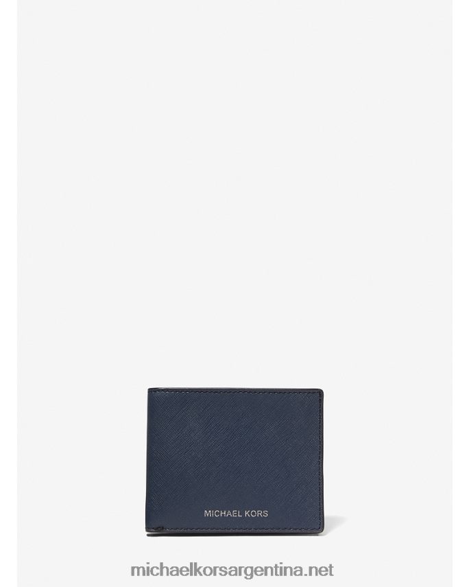 hombres Armada billetera fina Harrison de piel de grano cruzado Michael Kors T46HB03230