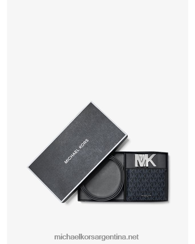 hombres admrl/plazul conjunto de cinturón con logo y cartera plegable Michael Kors T46HB03237