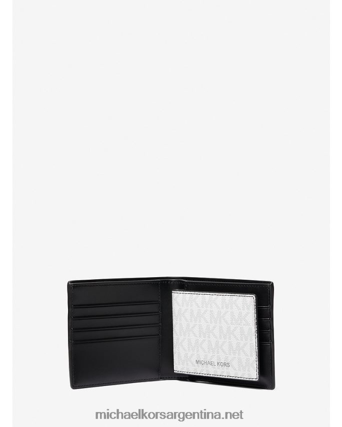 hombres blanco brillante cartera plegable con logo harrison y pasaporte Michael Kors T46HB03214