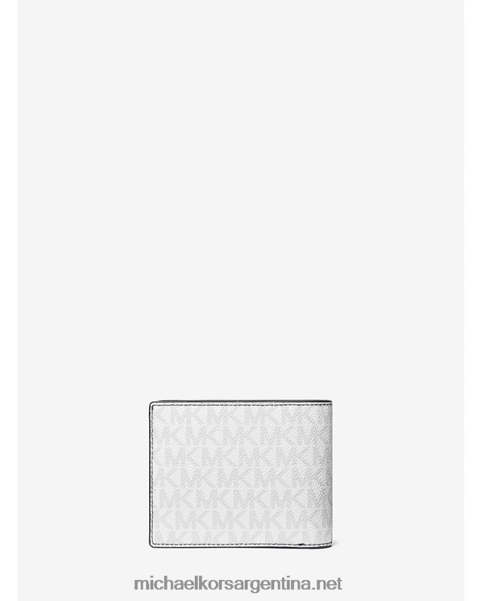 hombres blanco brillante cartera plegable con logo harrison y pasaporte Michael Kors T46HB03214