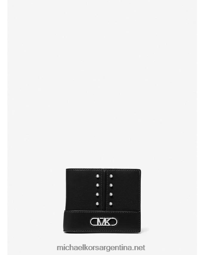 hombres negro billetera astor de piel con tachuelas Michael Kors T46HB03195