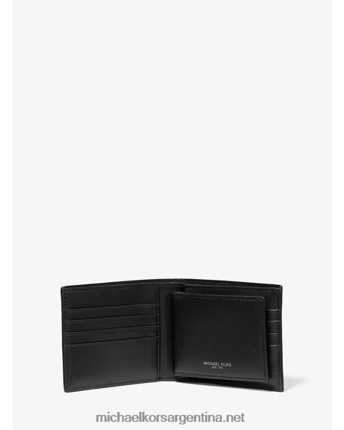 hombres negro cartera billetera harrison de piel flor floreada con pasaporte Michael Kors T46HB03198