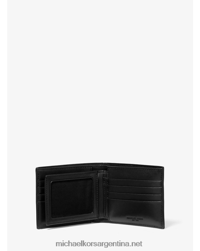 hombres negro cartera billetera harrison de piel flor floreada con pasaporte Michael Kors T46HB03198