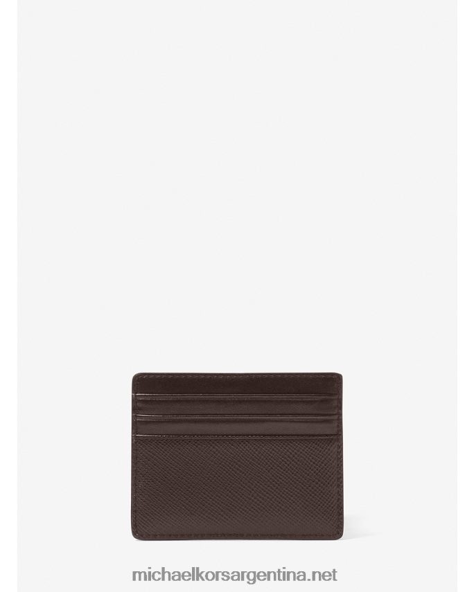 hombres marrón tarjetero alto harrison de piel de grano cruzado Michael Kors T46HB03241