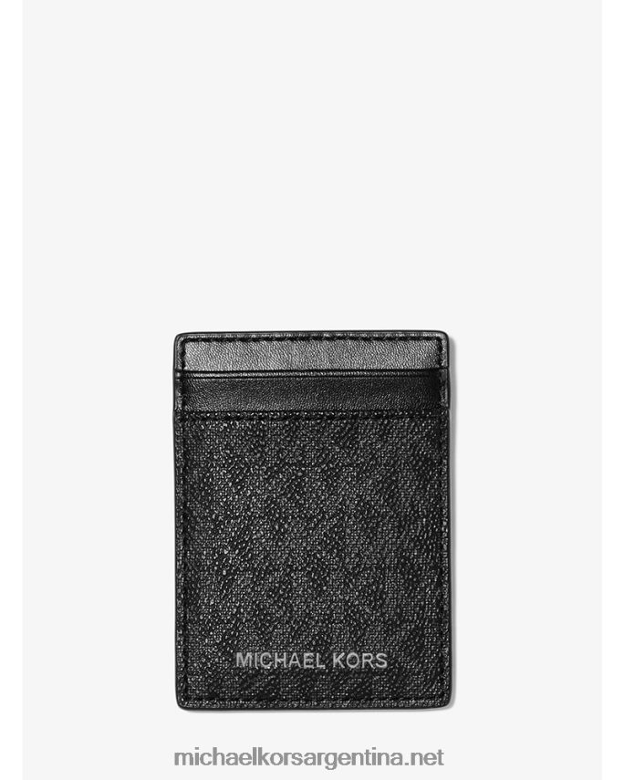 hombres negro tarjetero con logo y clip para billetes Michael Kors T46HB03273