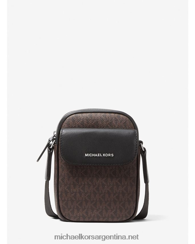 hombres marrón/negro bolsa crossbody con logo de hudson Michael Kors T46HB03184