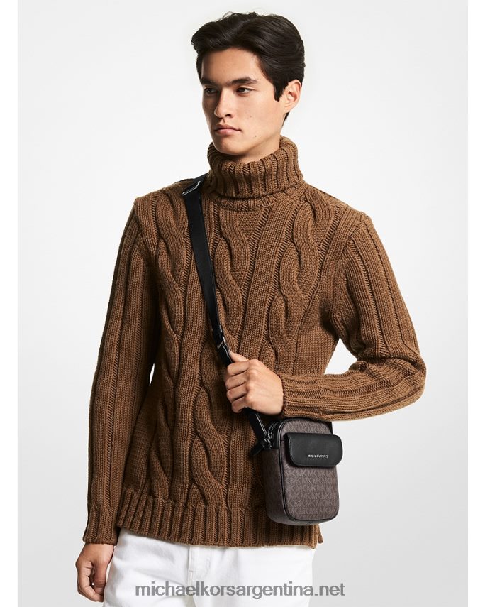 hombres marrón/negro bolsa crossbody con logo de hudson Michael Kors T46HB03184