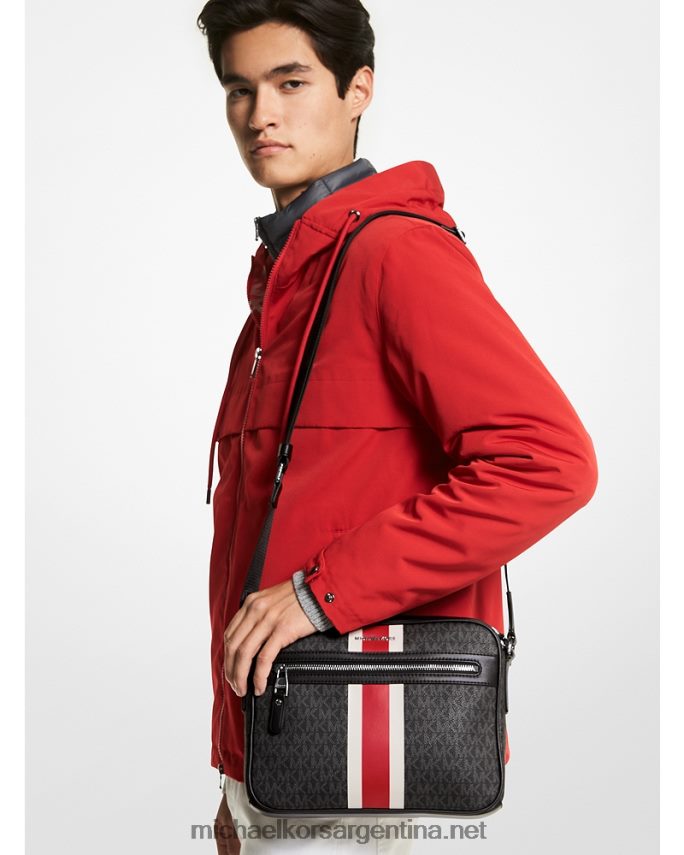 hombres rojo brillante bolso cámara con franja del logo hudson Michael Kors T46HB03188