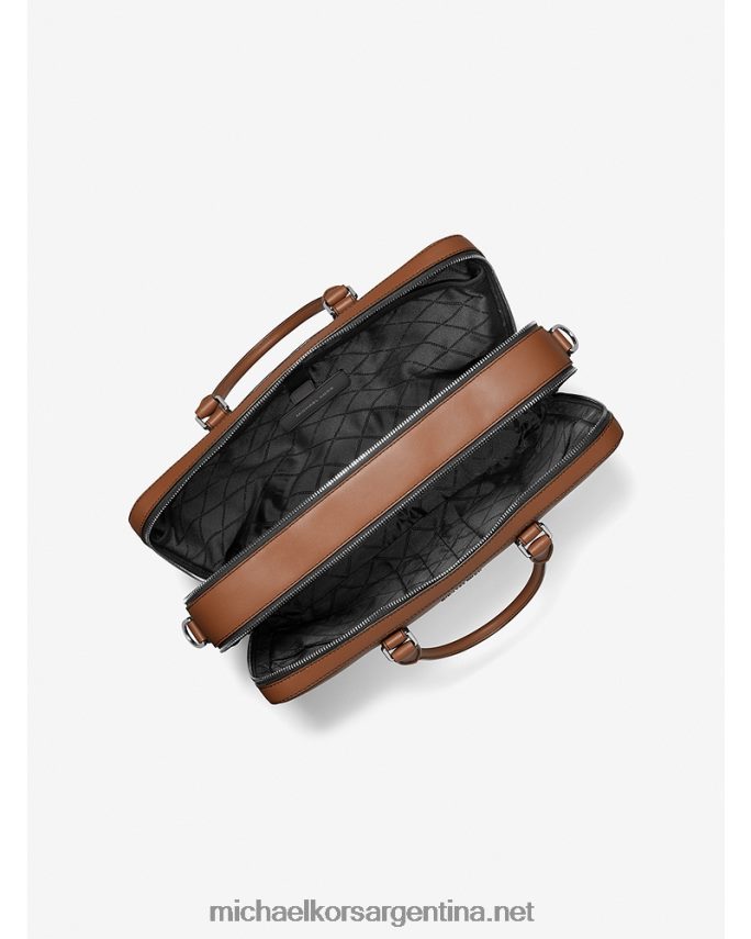 hombres equipaje maletín con doble fuelle de piel y logo hudson Michael Kors T46HB03189