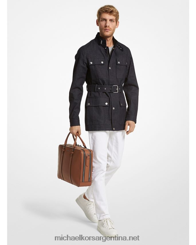 hombres equipaje maletín con doble fuelle de piel y logo hudson Michael Kors T46HB03189