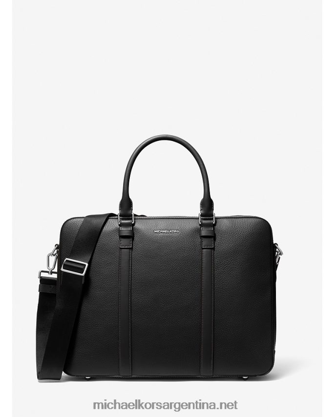 hombres negro maletín con doble fuelle de piel y logo hudson Michael Kors T46HB03190