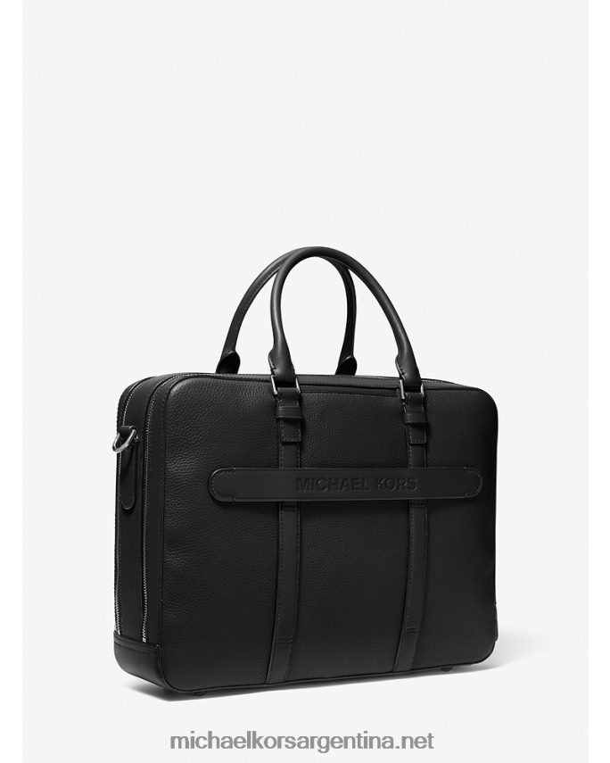 hombres negro maletín con doble fuelle de piel y logo hudson Michael Kors T46HB03190