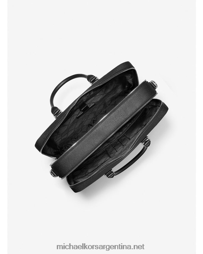 hombres negro maletín con doble fuelle de piel y logo hudson Michael Kors T46HB03191