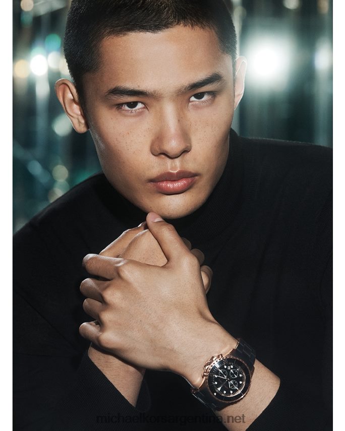 hombres negro reloj everestand de silicona de gran tamaño Michael Kors T46HB03287