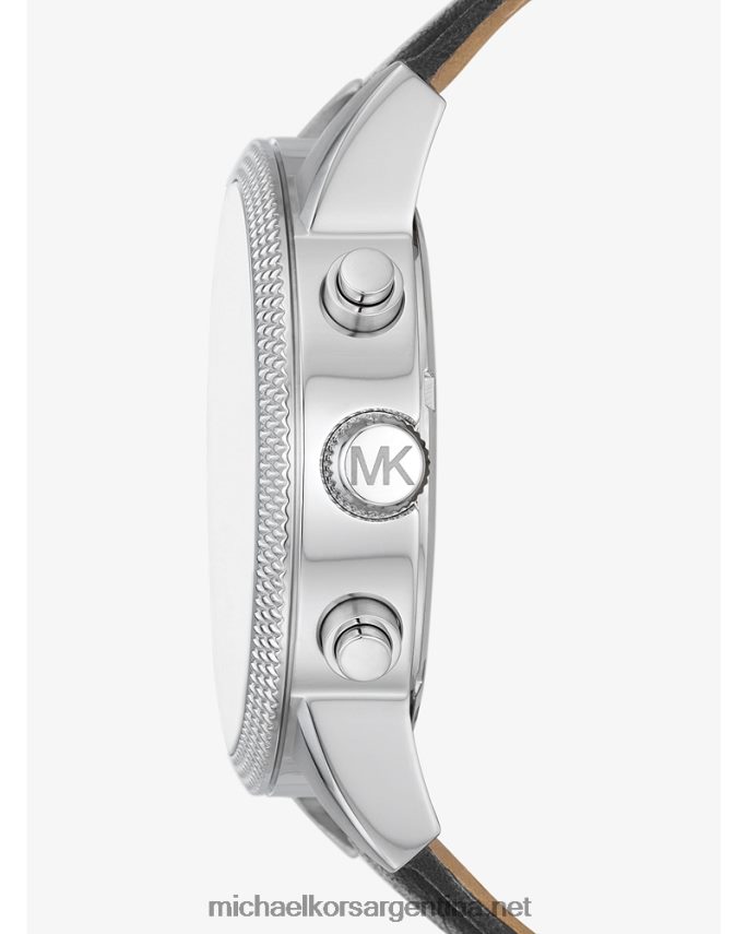 hombres negro reloj huttonand de piel extragrande Michael Kors T46HB03286