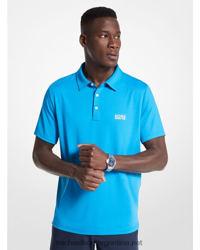 hombres azul cian brillante playera tipo polo de golf con logo Michael Kors T46HB02891