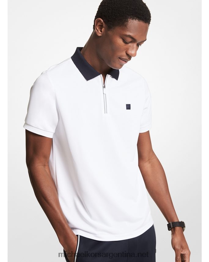 hombres blanco playera tipo polo con media cremallera Michael Kors T46HB02900