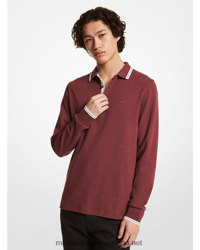 hombres brezo merlot polo de manga larga de algodón greenwich Michael Kors T46HB02897