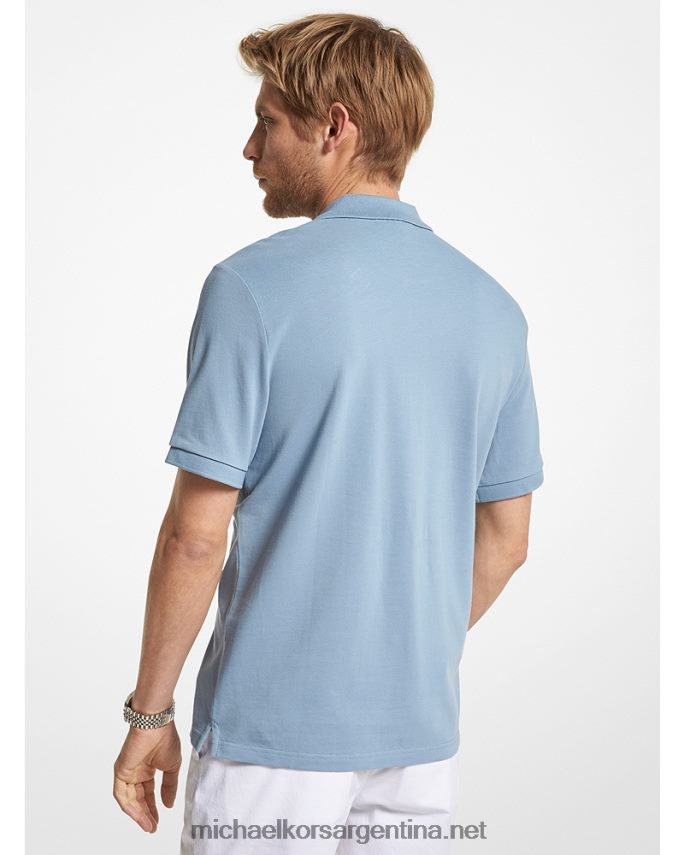 hombres cambray polo de algodón con media cremallera Michael Kors T46HB02871