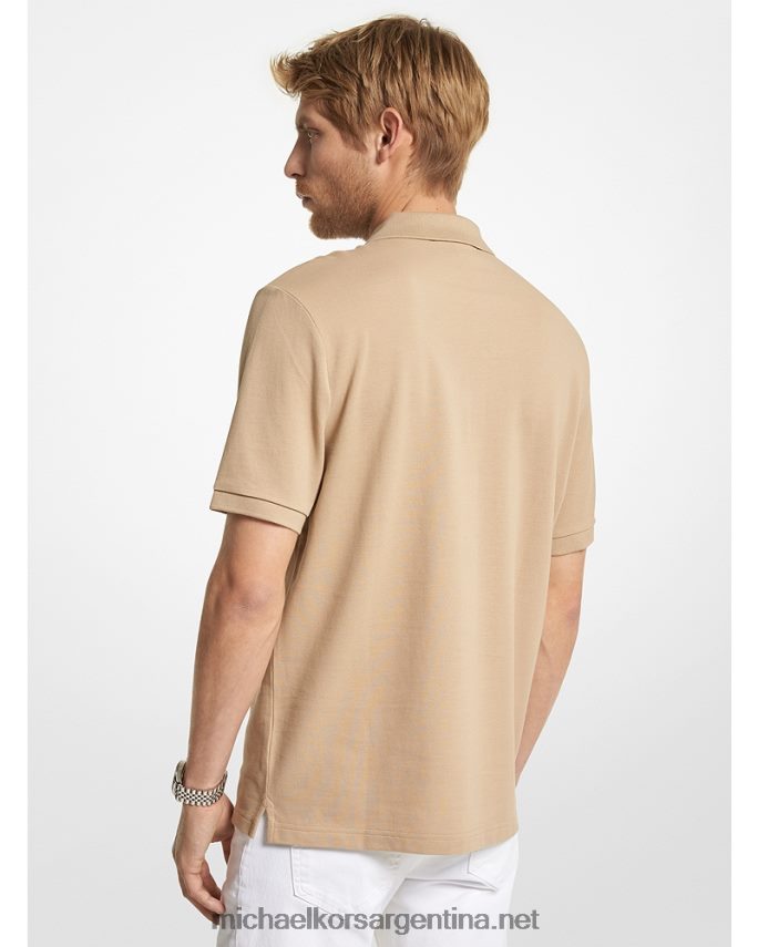 hombres caqui polo de algodón con media cremallera Michael Kors T46HB02870