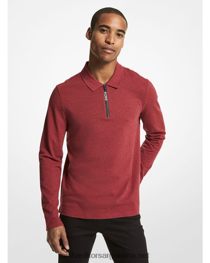hombres carmesí playera tipo polo con media cremallera Michael Kors T46HB02898