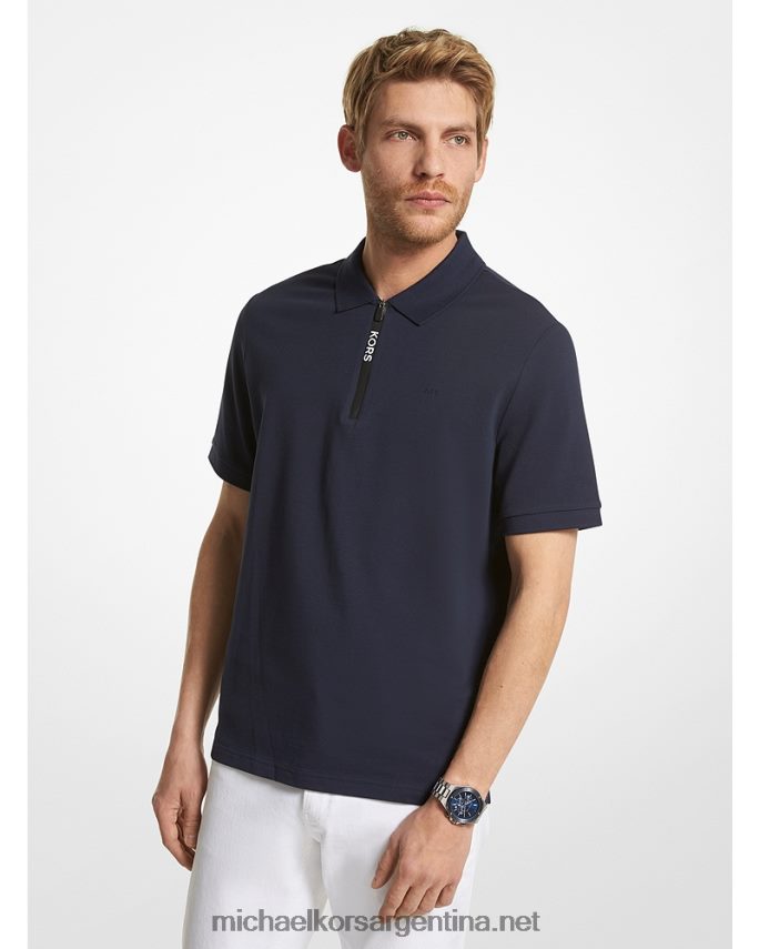 hombres medianoche polo de algodón con media cremallera Michael Kors T46HB02872