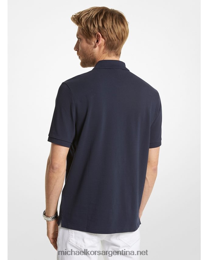 hombres medianoche polo de algodón con media cremallera Michael Kors T46HB02872
