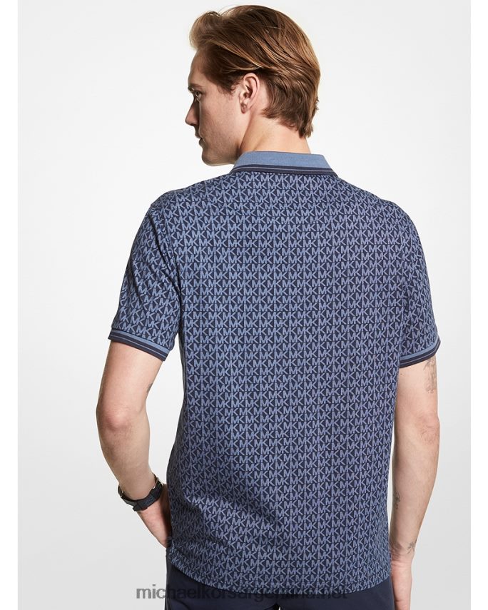 hombres medianoche polo de jersey de algodón con estampado del logo de greenwich Michael Kors T46HB02868