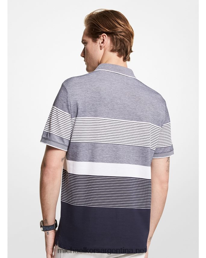 hombres medianoche polo de piqué de mezcla de algodón a rayas Michael Kors T46HB02909