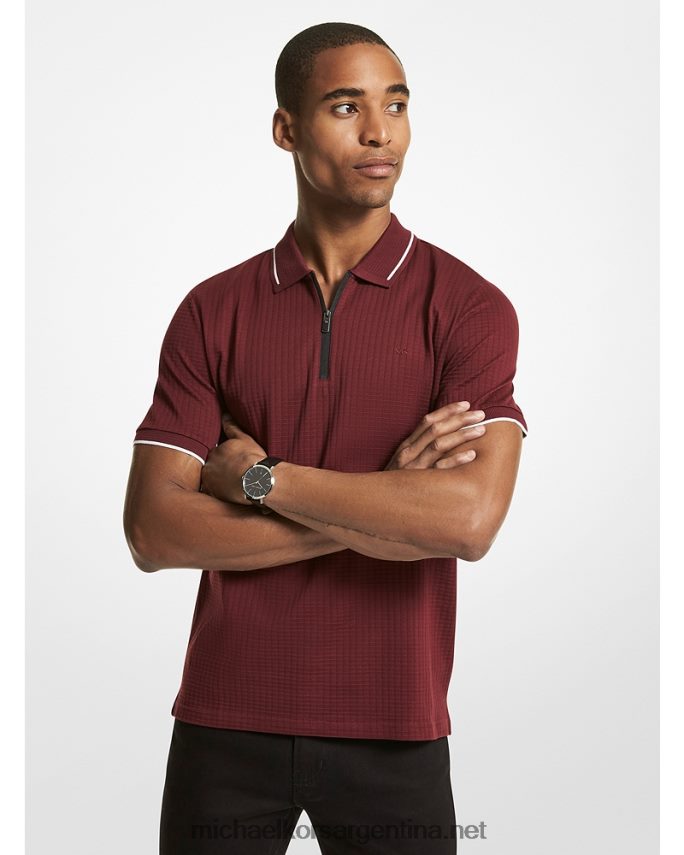 hombres merlot playera tipo polo con tejido gofrado Michael Kors T46HB02864