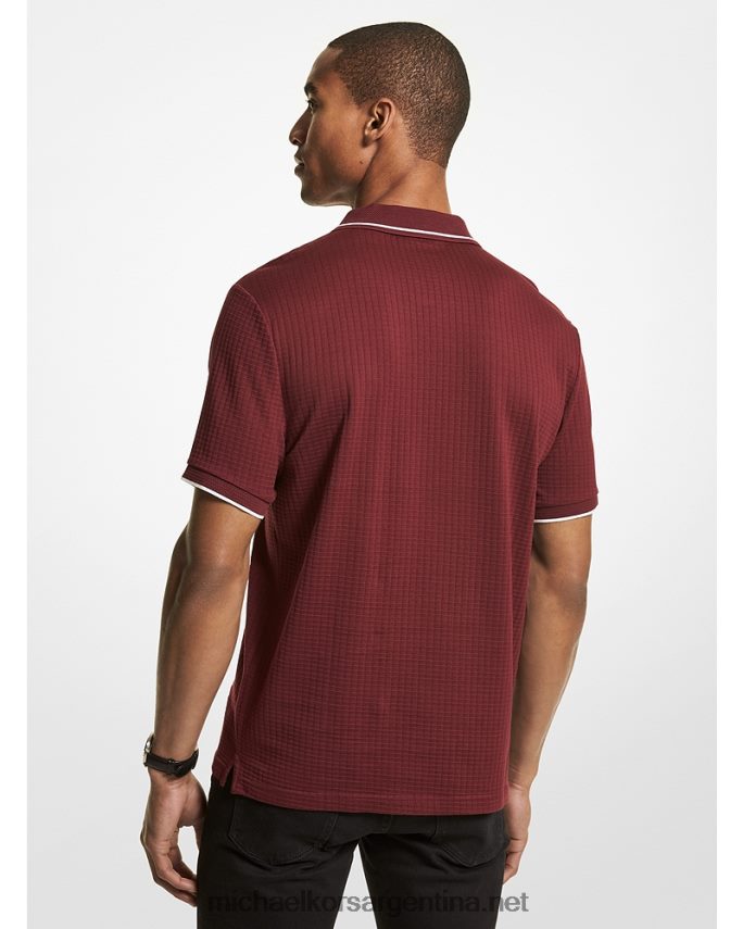 hombres merlot playera tipo polo con tejido gofrado Michael Kors T46HB02864