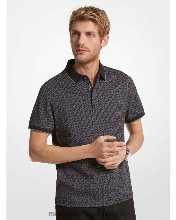 hombres negro playera tipo polo con logo estampado Michael Kors T46HB02880