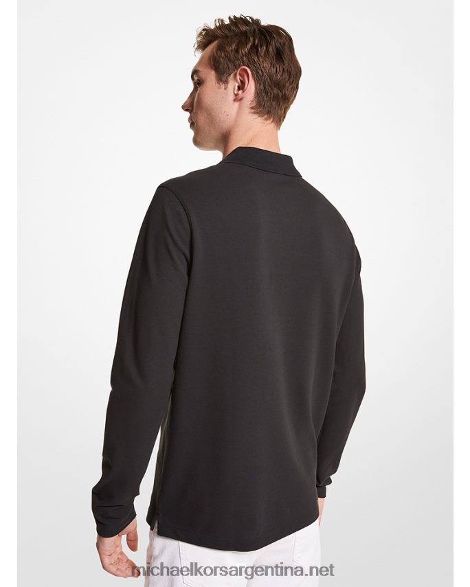 hombres negro playera tipo polo con media cremallera Michael Kors T46HB02899