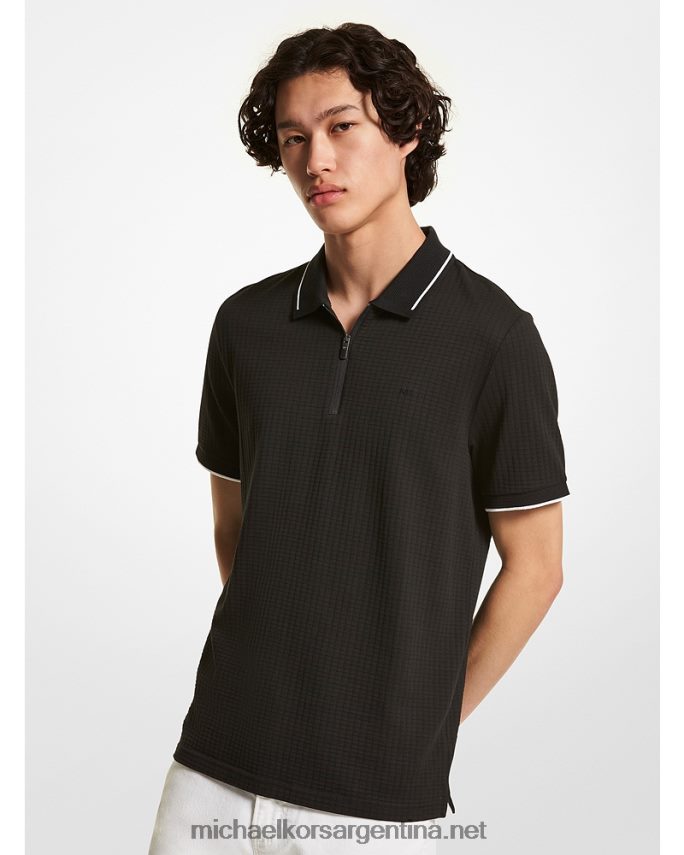 hombres negro playera tipo polo con tejido gofrado Michael Kors T46HB02866