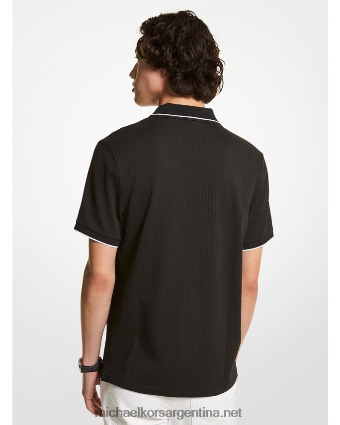 hombres negro playera tipo polo con tejido gofrado Michael Kors T46HB02866