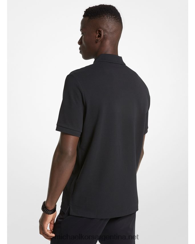 hombres negro polo de algodón con media cremallera Michael Kors T46HB02874