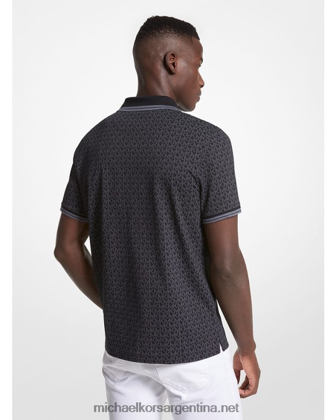 hombres negro polo de jersey de algodón con estampado del logo de greenwich Michael Kors T46HB02869