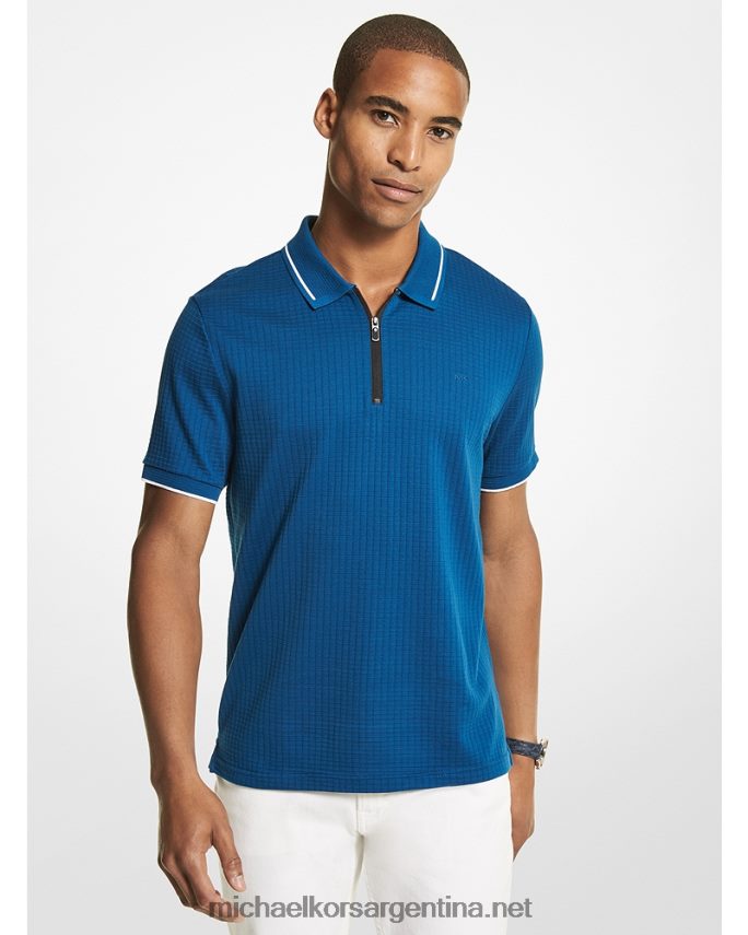 hombres río azul playera tipo polo con tejido gofrado Michael Kors T46HB02865