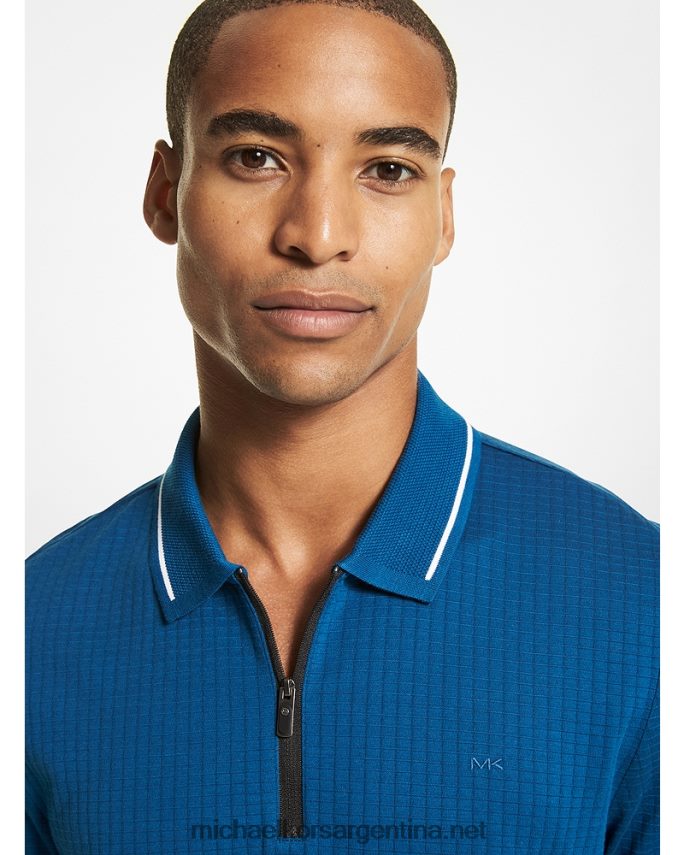 hombres río azul playera tipo polo con tejido gofrado Michael Kors T46HB02865
