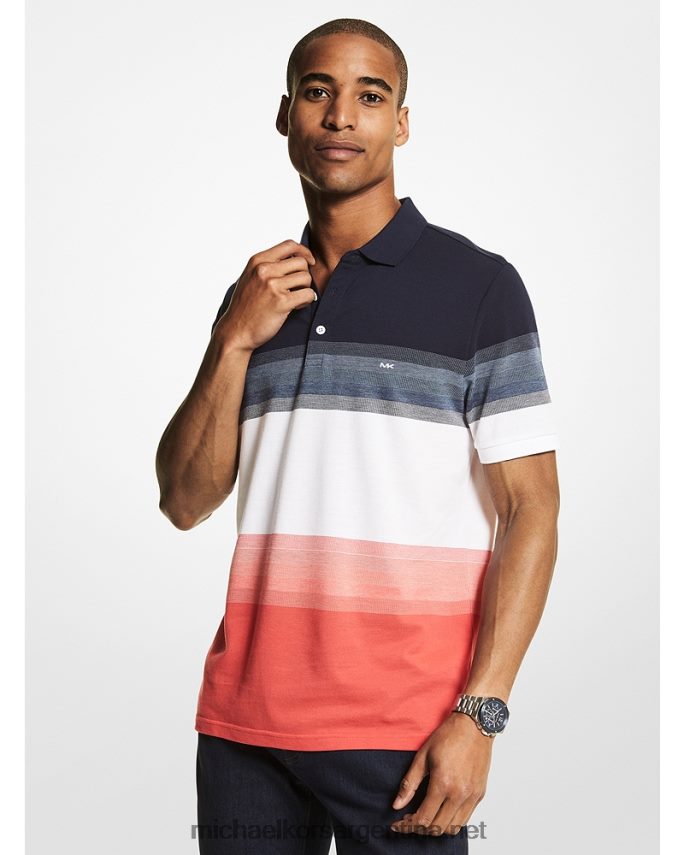 hombres sangría polo de piqué de mezcla de algodón con rayas sombreadas Michael Kors T46HB02916
