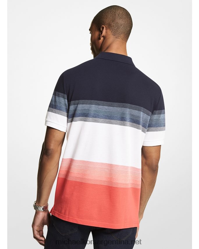 hombres sangría polo de piqué de mezcla de algodón con rayas sombreadas Michael Kors T46HB02916